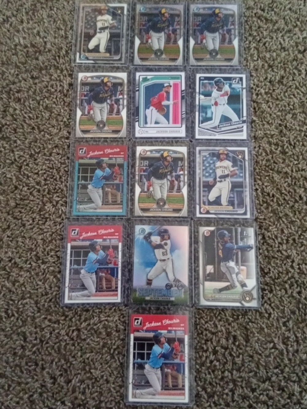 Topps Baseball Jackson Churio Card Lot. – Blue, White, Red Accents